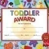A toddler award with toys around it