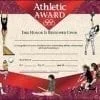 A certificate of athletic award with various sports on it.
