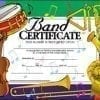 A band certificate with instruments and music notes.