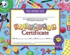A certificate for the preschool teacher
