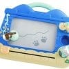 A blue and white drawing board with animals on it