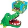 A green alligator toy with its mouth open.