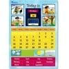 A calendar with pictures of children and the days.