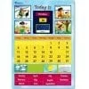 A calendar with pictures of children and the days.