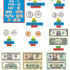 A series of pictures showing different types of money.