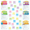 A bunch of different colored sticky notes with writing on them