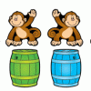 A monkey sitting on top of a barrel.