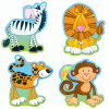A set of four different animals that are standing up.