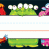 A monster themed name plate with an image of the same character.