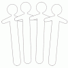 A set of four stick people are standing in front of each other.