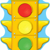 A traffic light with three lights on top of it.