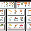 A set of alphabet and number cards with pictures.