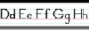 A captcha with the letters e, f and g.
