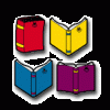 Four different colored books are shown.