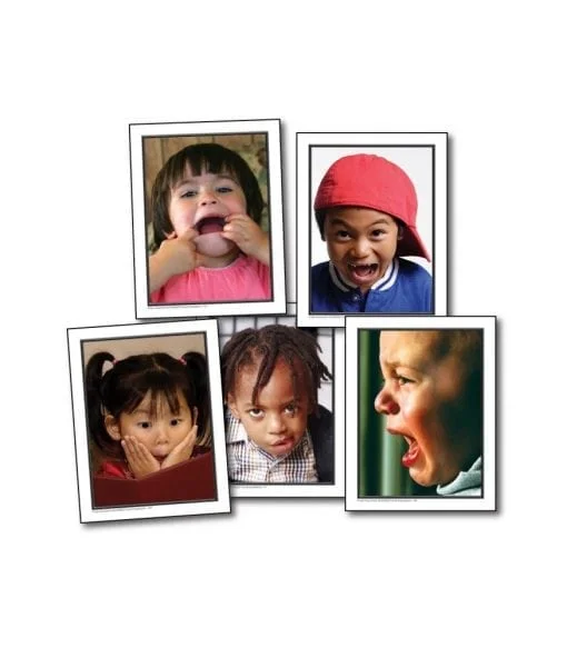 A group of children with different expressions on their faces.