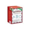 A box of the alphabet with letters and numbers.