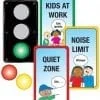 A set of four signs with different colored lights.