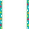 A colorful polka dot border with a white background.