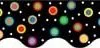 A black background with colorful circles in the middle.
