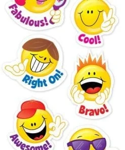 A bunch of smiley faces that are on the wall