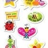 A bunch of stickers that are on the ground