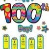 A colorful display of 1 0 0 th day words and numbers.