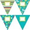 A set of four different colored flags with frames.