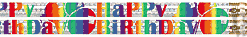 A colorful banner with the words " happy birthday ".