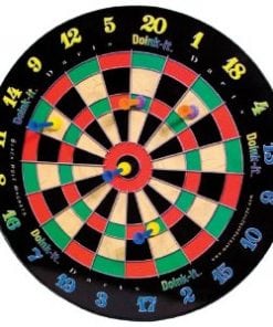 A colorful dartboard with numbers on it.