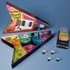 A box of candy and a pair of earbuds