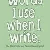 A book cover with words written in green