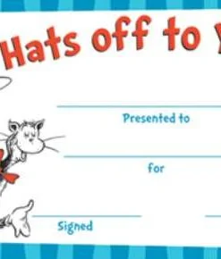A certificate of appreciation for dr. Seuss ' birthday