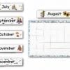 A calendar with months of the year and an image of teddy bears.