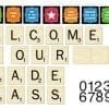 A scrabble board game with numbers and letters.