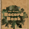 A green record book with an image of a tree.