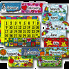 A set of twelve calendar magnets with different designs.