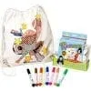 A bag of markers and a backpack