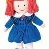 A doll with red hair and blue dress
