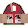 A Peek-a-Boo Barn Baby and Toddler Toy with animals and birds on it.