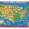 A wooden puzzle of the united states of america.