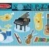A sound puzzle with musical instruments on it.