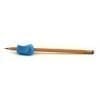 A pencil with a blue eraser on top of it.