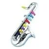 A toy saxophone with many colored keys on it.
