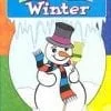 A snowman with a top hat and scarf holding a paintbrush.