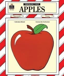 A red apple is shown on the cover of an activity book.