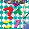 A book cover with the words " first grade brain teasers ".