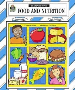 A book cover with food and nutrition on it.