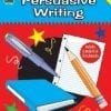 A book cover with writing instruments and books.