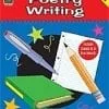 A book cover with writing tools and books