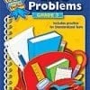 Blue math workbook featuring school supplies